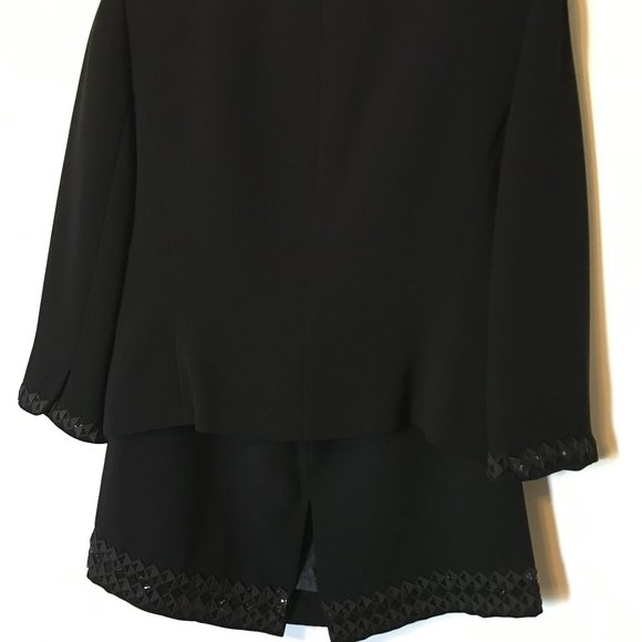NWT!  Gorgeous TAHARI ASL Black 3/4" Sleeve Embroidered Dress Skirt Suit 14 - Picture 6 of 9